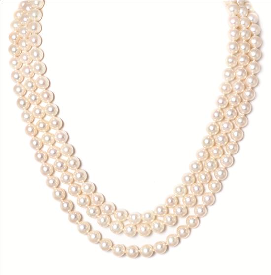 *A Triple Strand Cultured Pearl Necklace