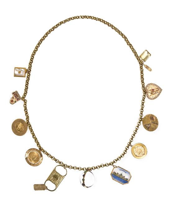 A 14 Karat Yellow Gold Charm Necklace