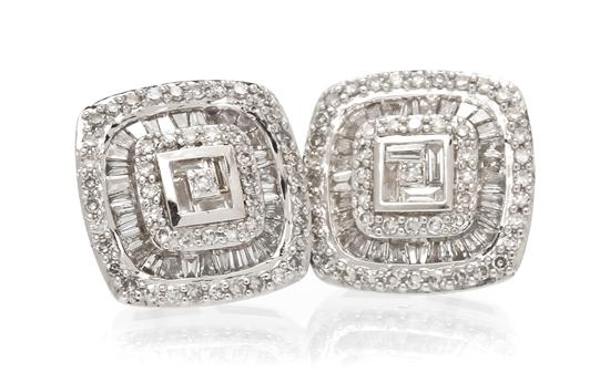 A Pair of 14 Karat White Gold and 1537ff