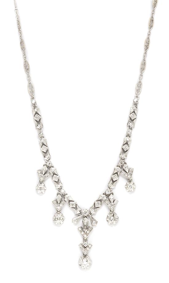 A White Gold and Diamond Necklace 153825