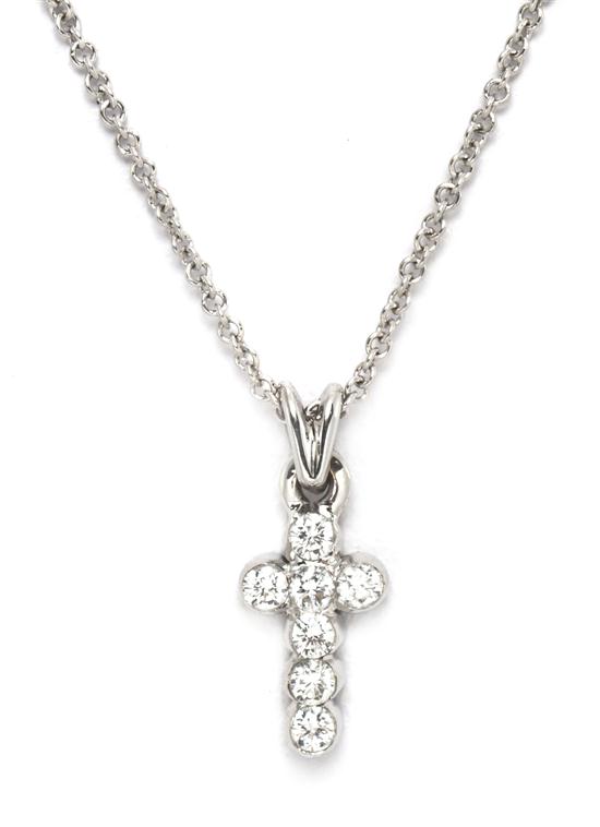 An 18 Karat White Gold and Diamond Cross