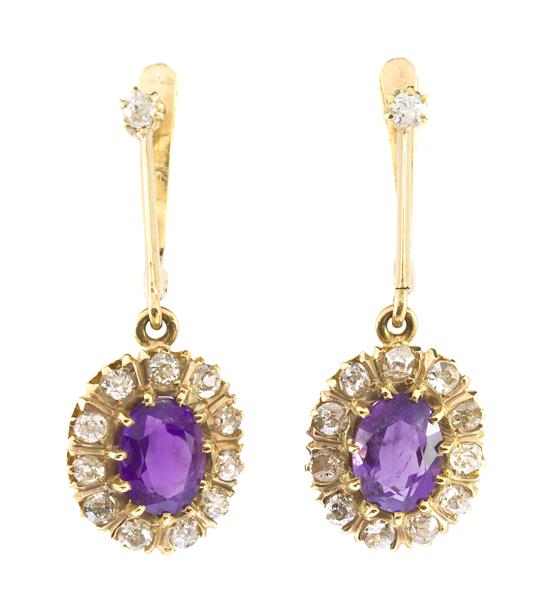 A Pair of Yellow Gold Amethyst 153867