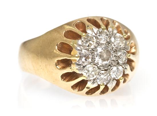 *A 14 Karat Yellow Gold and Diamond