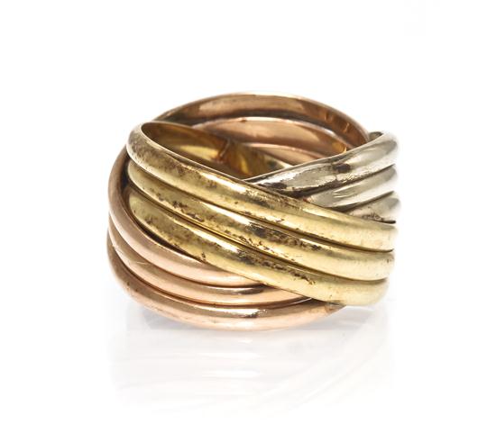 A 14 Karat Multicolor Gold Band with