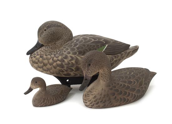 Three Carved Wood and Painted Duck Decoys