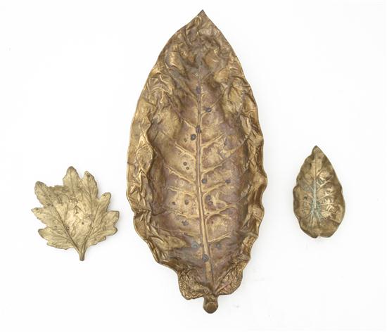 Three Cambron Brass Leaf Form Platters