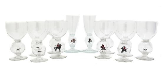 Twelve Glass Goblets each raised