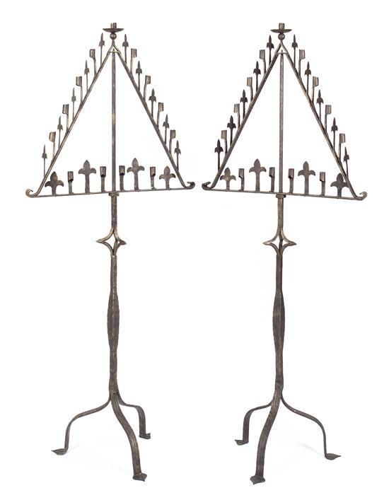 A Pair of Wrought Iron Prickets having