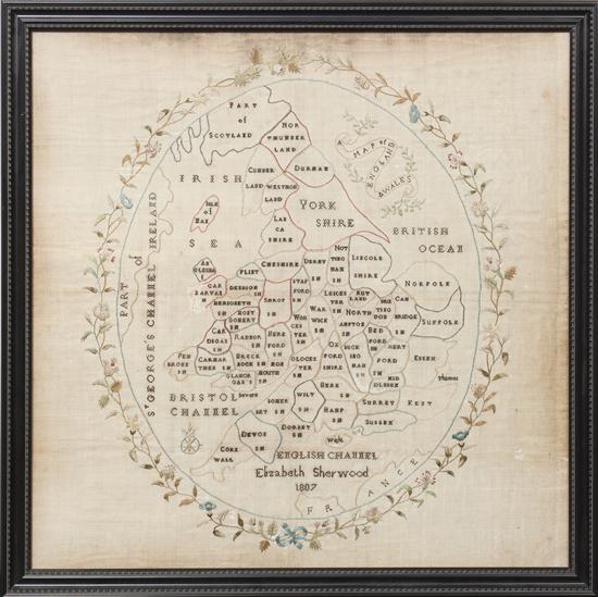 An English Sampler of a stitched map