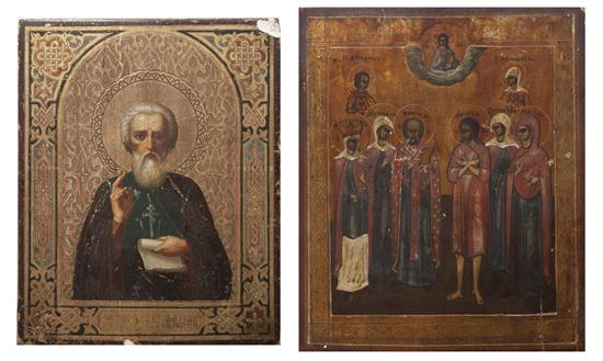 Two Russian Wood Icons. Height
