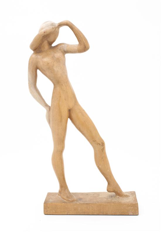 An Art Deco Wood Carving of a Woman