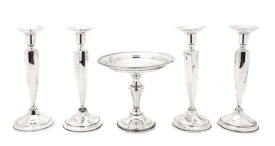 Two Pairs of Sterling Silver Candlesticks