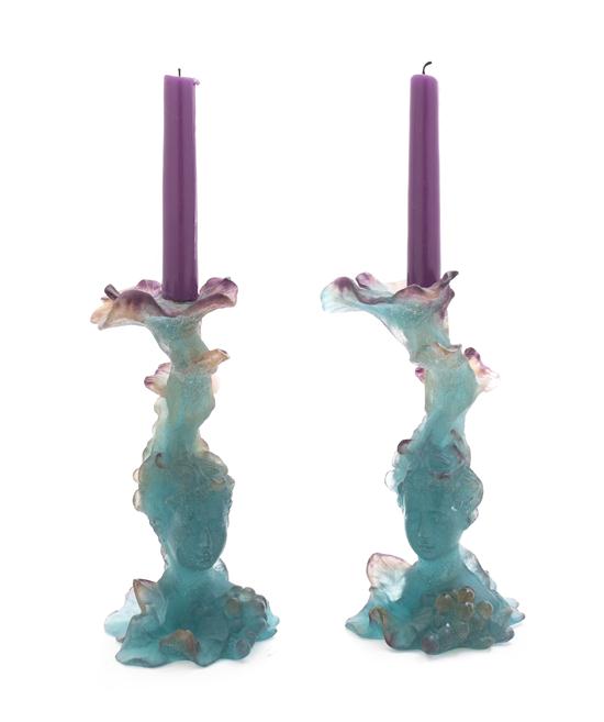 A Pair of Daum Glass Candlesticks 153b4a