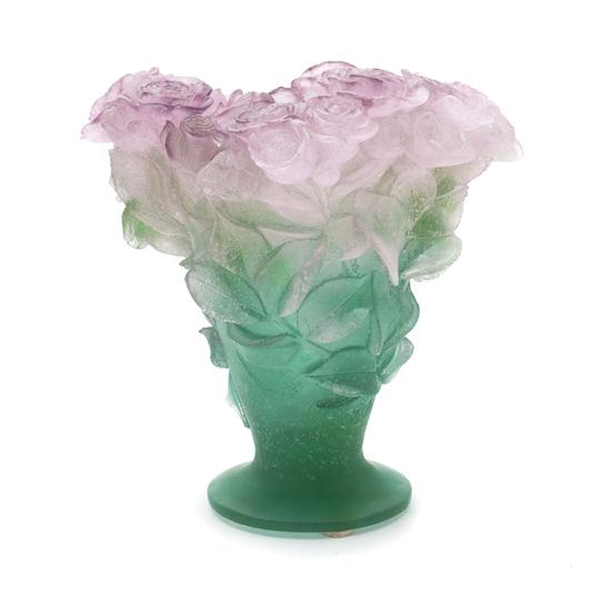 A Daum Glass Vase in the shape of a