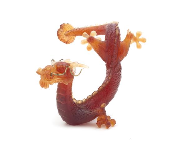 A Daum Glass Figure of a Dragon having