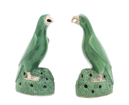 A Pair of Chinese Porcelain Parrots