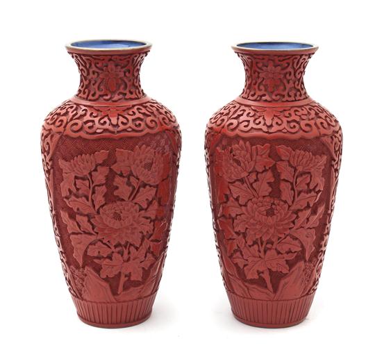 A Pair of Chinese Cinnabar Lacquer