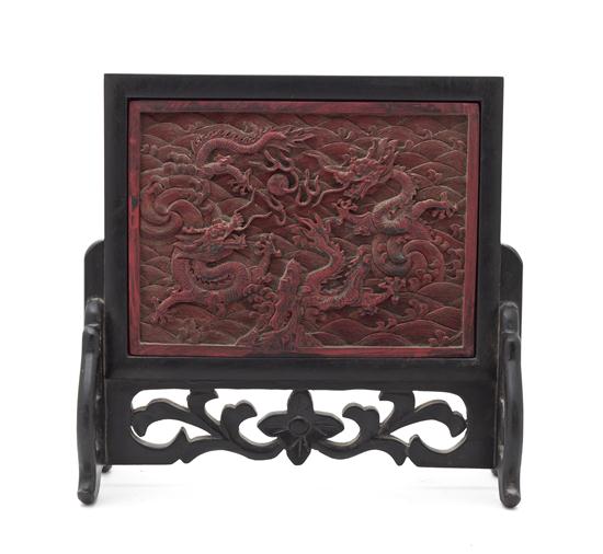 A Chinese Carved Wood Table Screen 153b6a