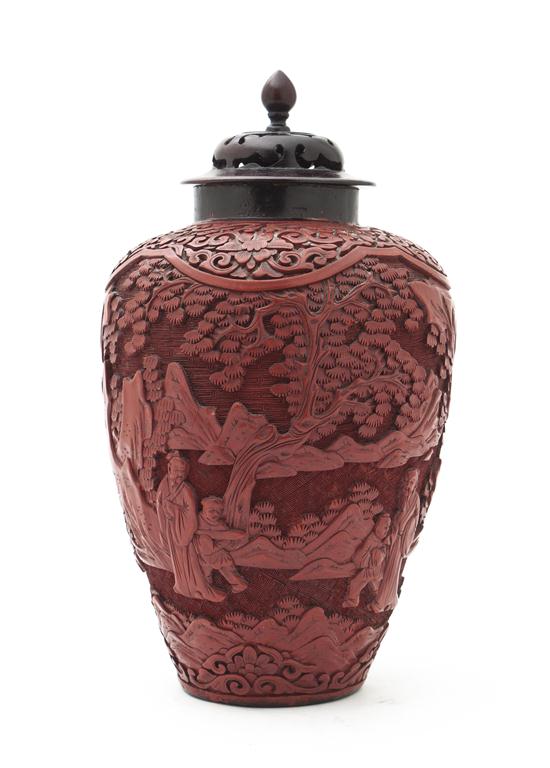 A Chinese Cinnabar Lacquered Vase