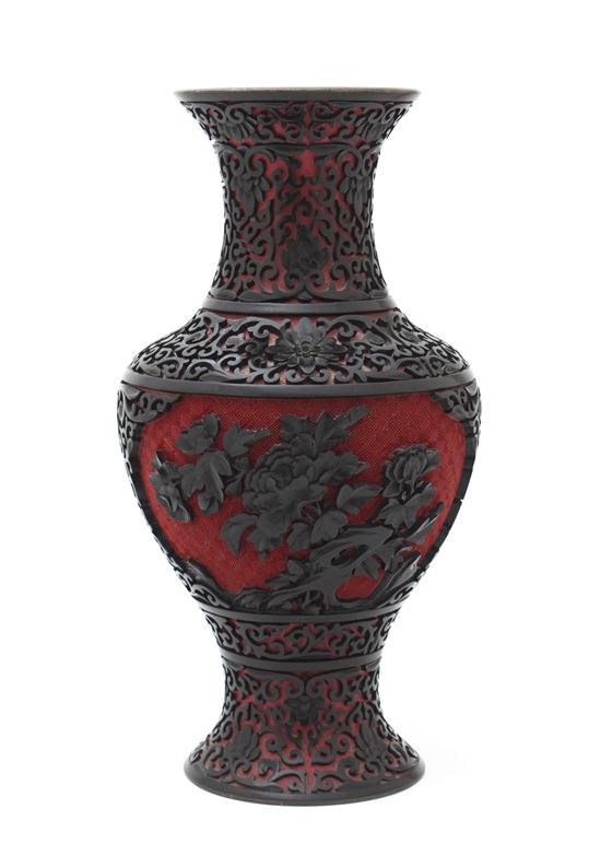 A Cinnabar Vase of baluster form with