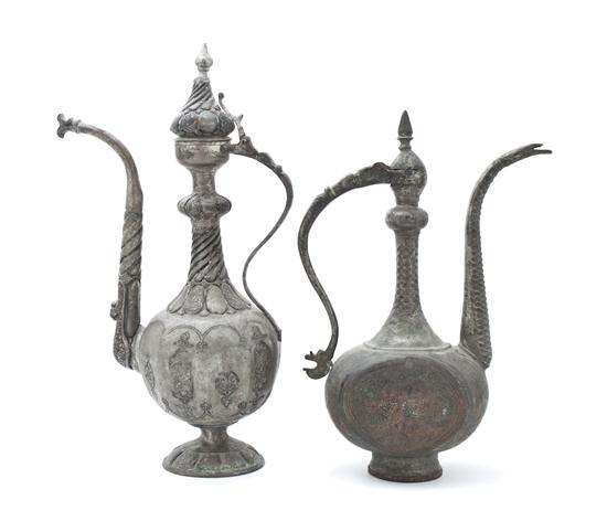 Two Middle Eastern Pewter Ewers 153b94