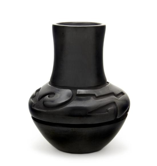 A Santa Clara Blackware Jar having