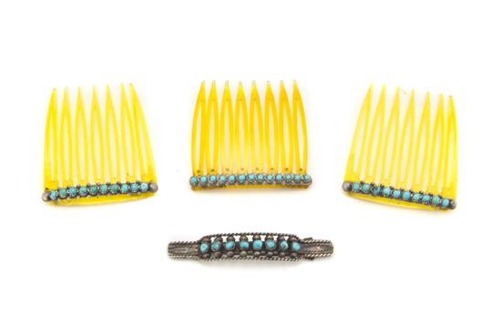 Three Zuni Hair Combs snake decoration