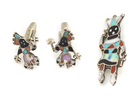 A Pair of Zuni Channel Inlay Sterling 153c8d