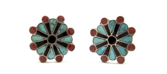 A Pair of Zuni Channel Inlay Sterling 153c8e