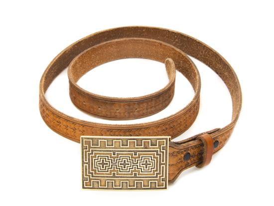 A Navajo 14K Gold Tufa Cast Belt 153cc8