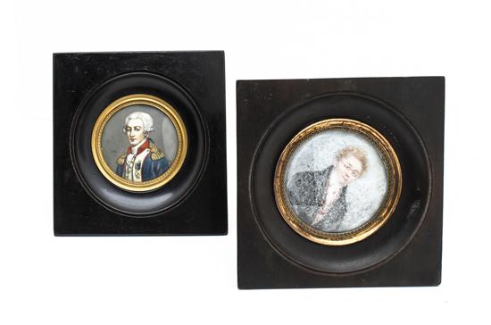 A Pair of Portrait Miniature Roundels