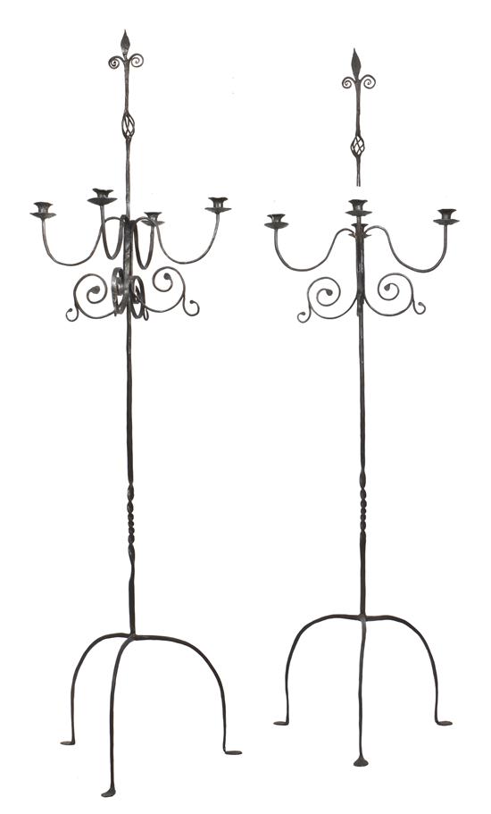 A Pair of Wrought Iron Four Light 153d26
