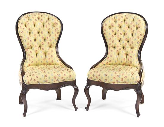 A Pair of Victorian Slipper Chairs 153e0b