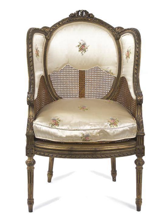 A Louis XVI Style Giltwood Fauteuil