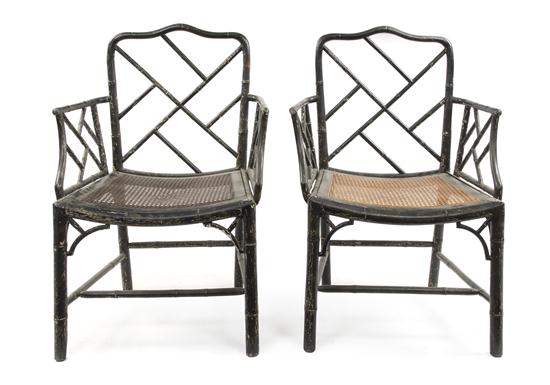 A Pair of Bamboo Open Armchairs 153e26