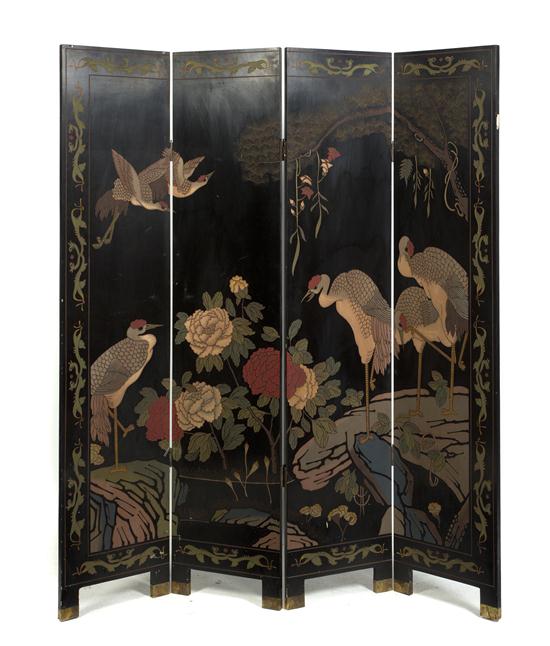 A Four-Panel Lacquer Floor Screen