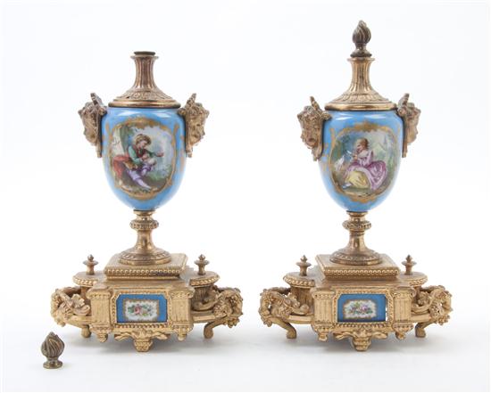 A Pair of Sevres Style Porcelain and