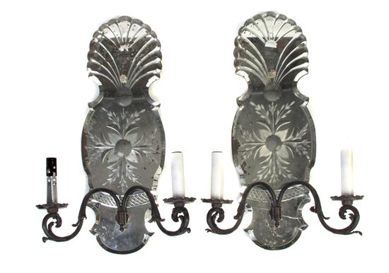 A Pair of Mirrored Two Light Sconces 153e6e