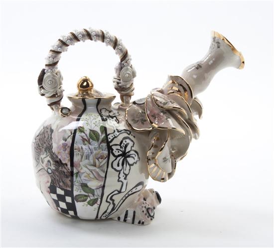 A Porcelain Teapot having polychrome