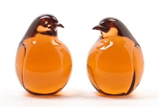 * A Pair of Murano Glass Penguins