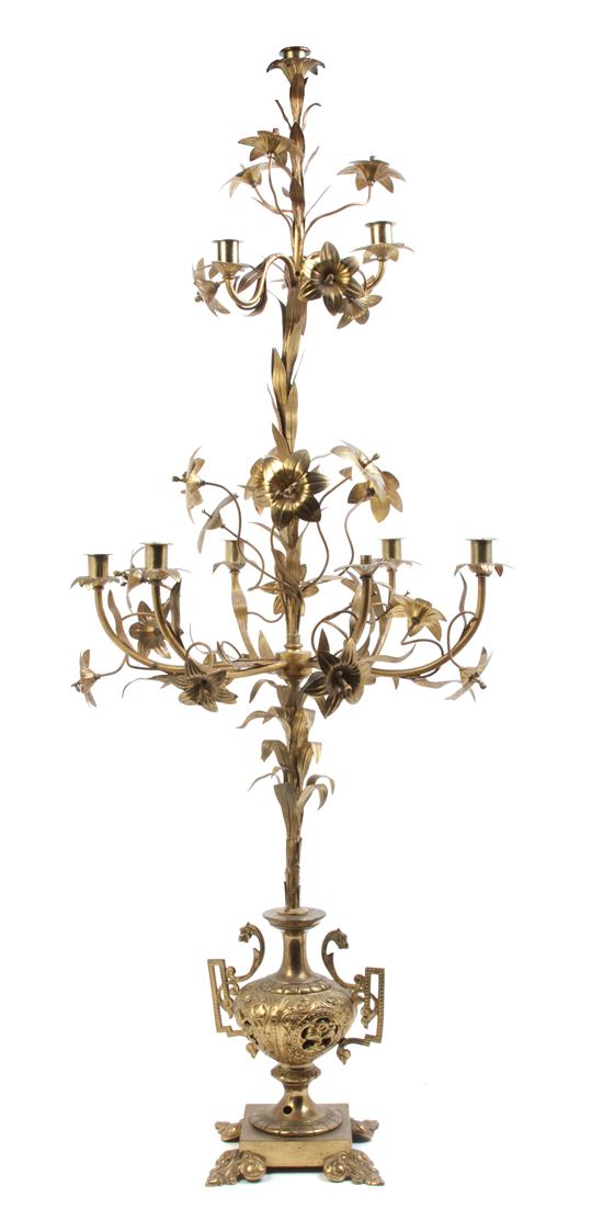 A Victorian Brass Ten Light Candelabrum 153ea6