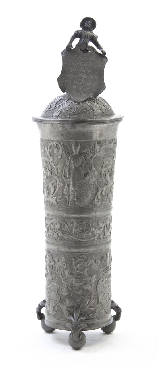 A Continental Pewter Tankard having