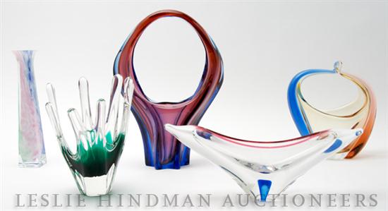 A Group of Five Art Glass Articles