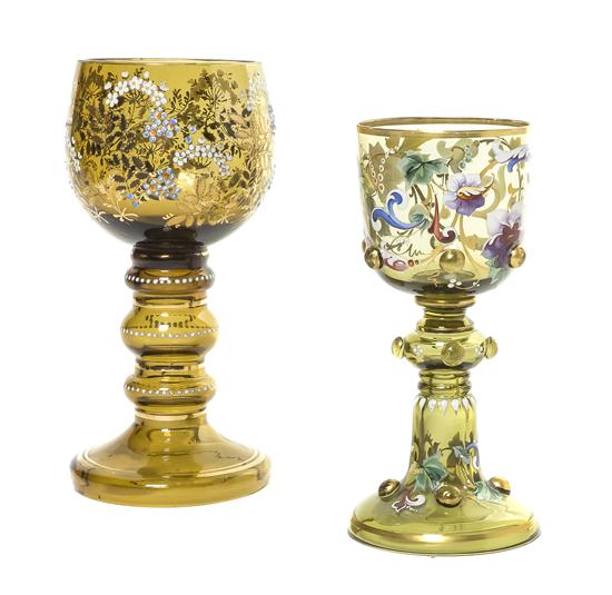  Two Continental Amber Glass Goblets 153f31