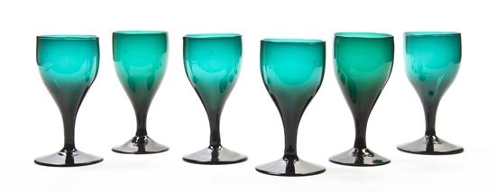 A Set of Six Georgian Green Glasses