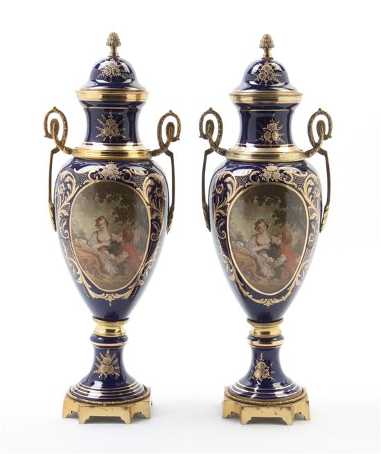 A Pair of Sevres Style Porcelain and