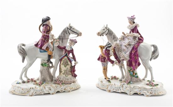 A Pair of Dresden Porcelain Figural