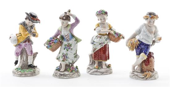 A Set of Four Sitzendorf Porcelain Figures