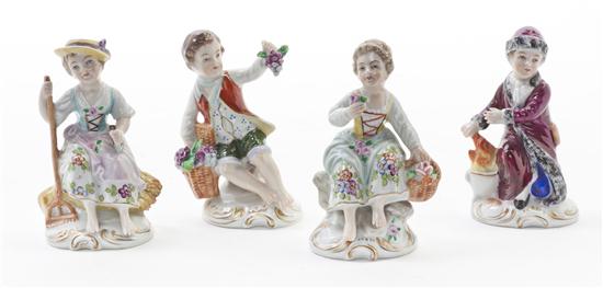 A Set of Four Sitzendorf Porcelain Figures