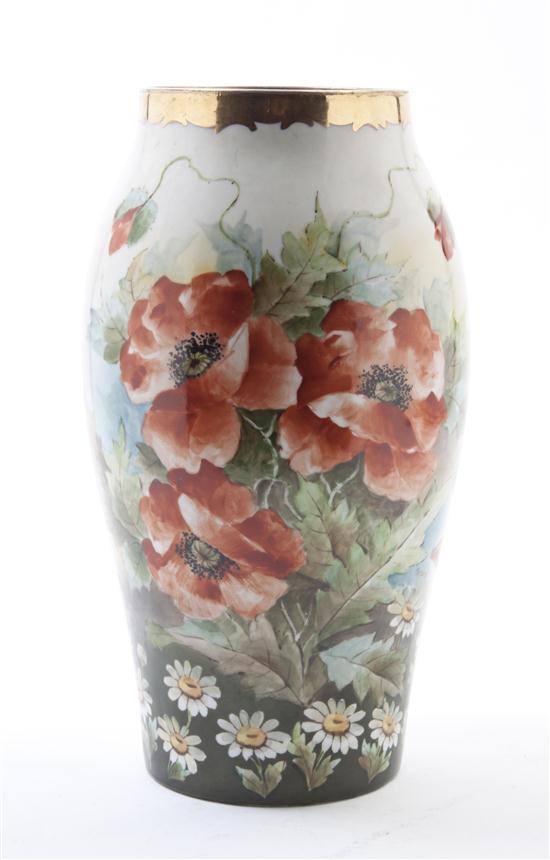 A Limoges Porcelain Vase of baluster